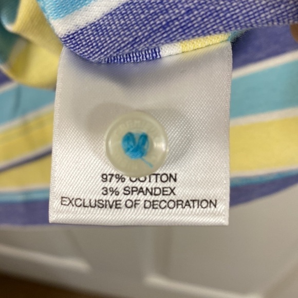 Cremieux Classics Mens Striped Short-Sleeve Polo Shirt, Blue, Yellow, Size S - Picture 6 of 8